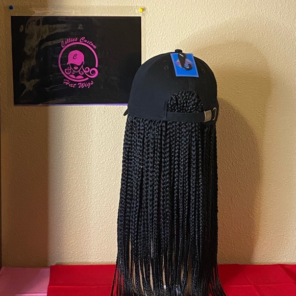 New black adjustable hat small box braids - Picture 6 of 8
